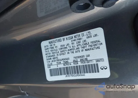 2020 Infiniti Q60 Luxe from USA, damaged, VIN JN1EV7EK2LM340440